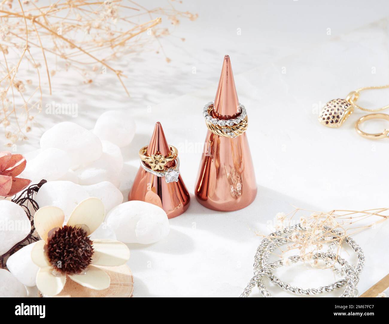 Creative Jewellery Shoot done with different types of jewellery Stock