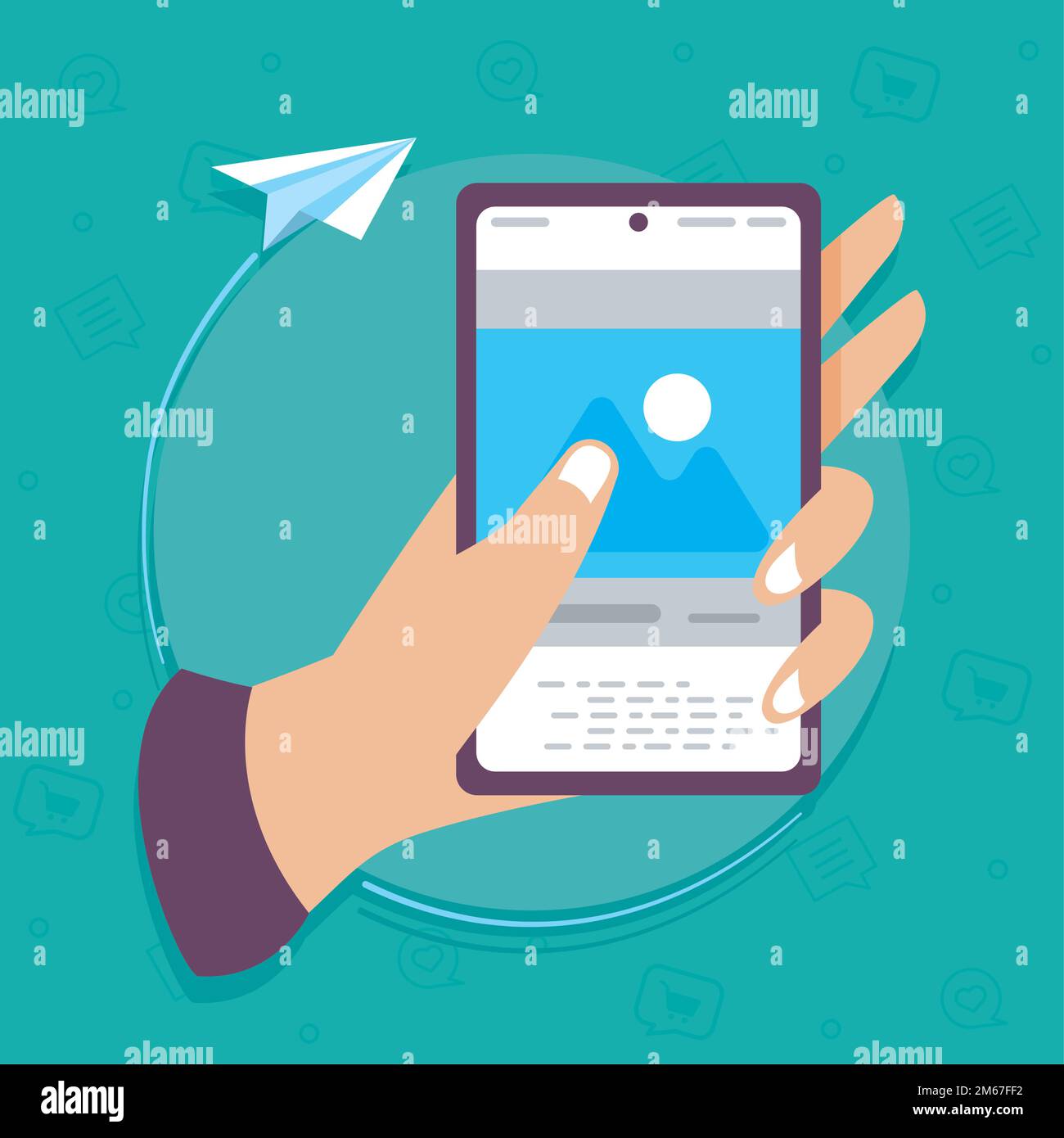 hand with smartphone device Stock Vector Image & Art - Alamy