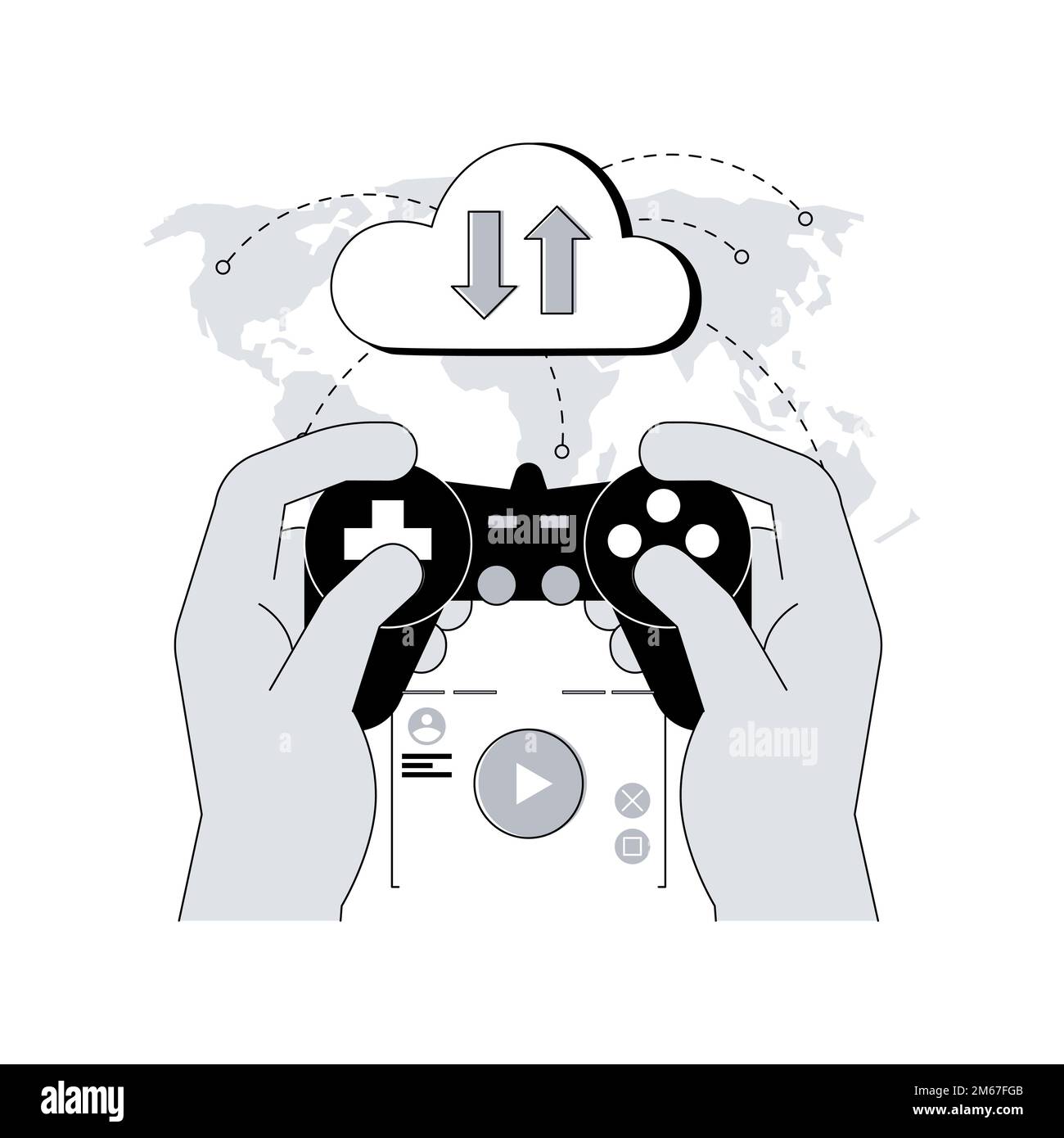 Cloud gaming abstract concept vector illustration. Gaming on demand