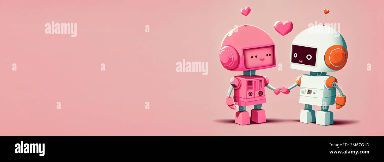 cute robots in love