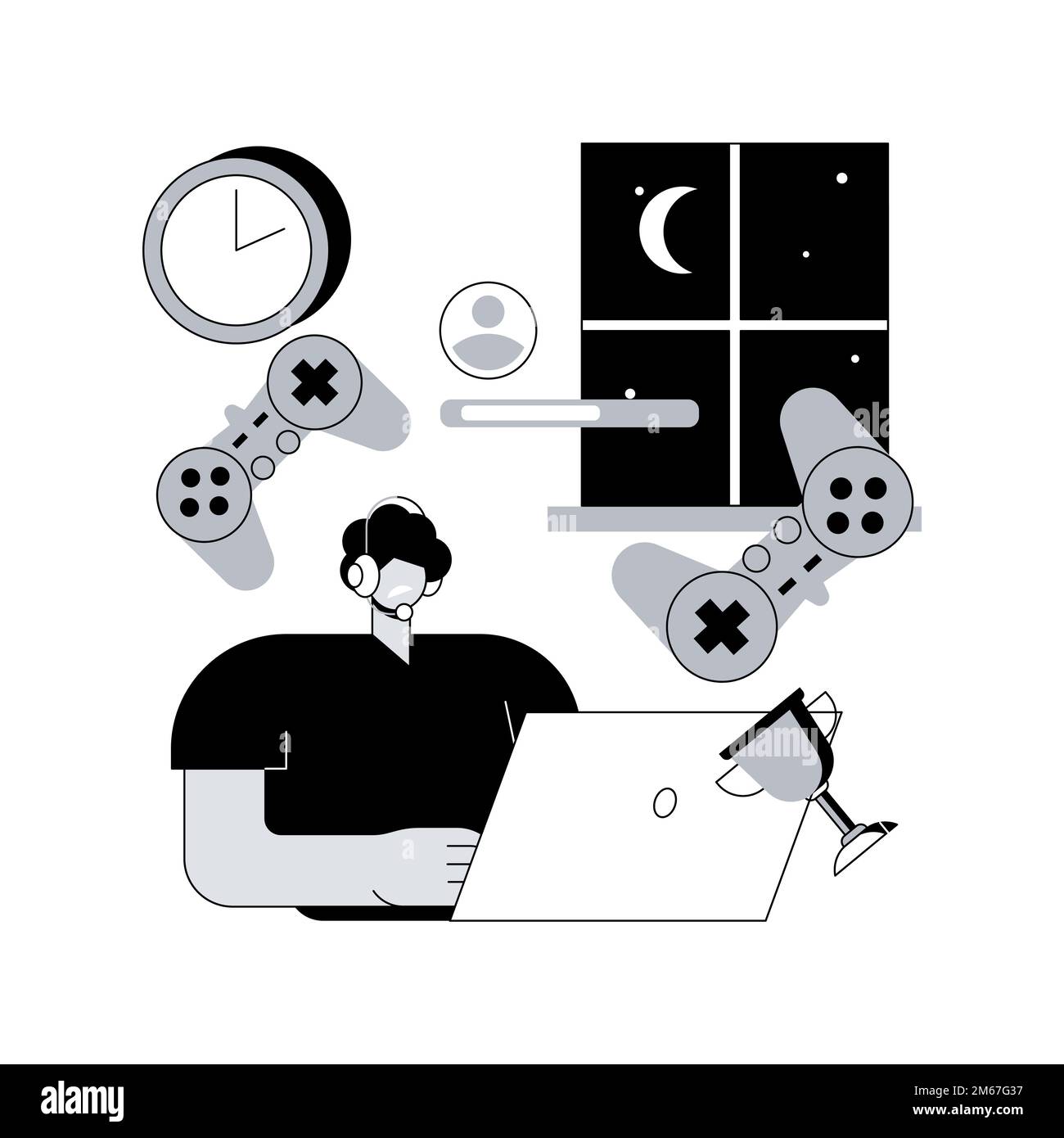 Gaming disorder abstract concept vector illustration. Video game addict
