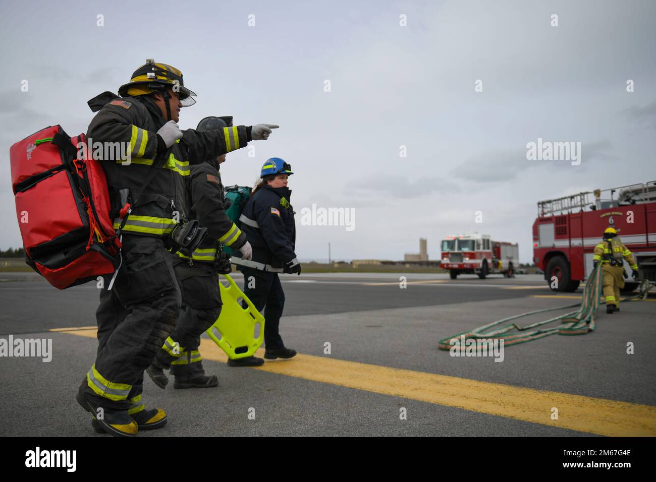 Fire fighters from the Spokane County Fire Department participate in a