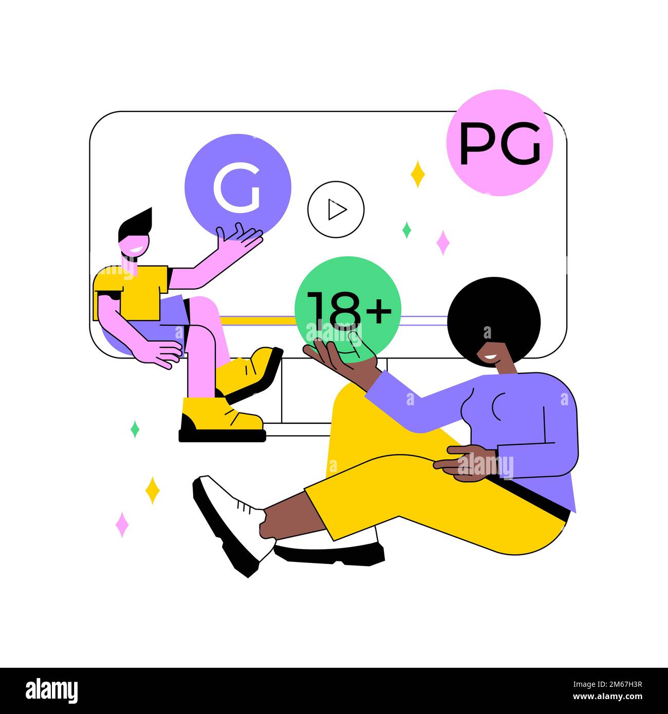 Content rating abstract concept vector illustration. Media and tv