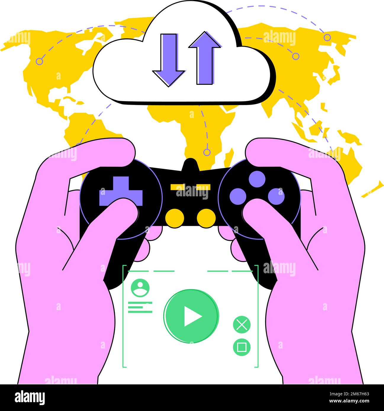 Cloud gaming abstract concept vector illustration. Gaming on demand