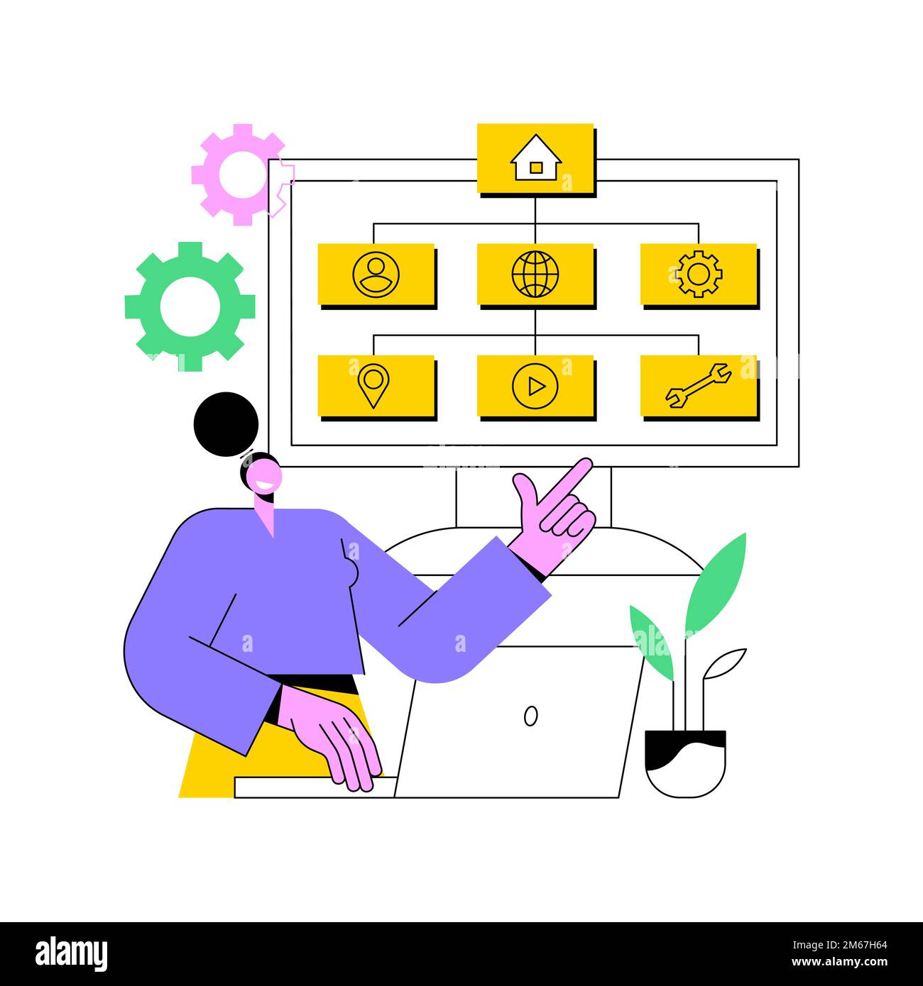 Sitemap creation abstract concept vector illustration. Web development, website optimization, sitemap creation tool, web page structure, sitemaps onli Stock Vector