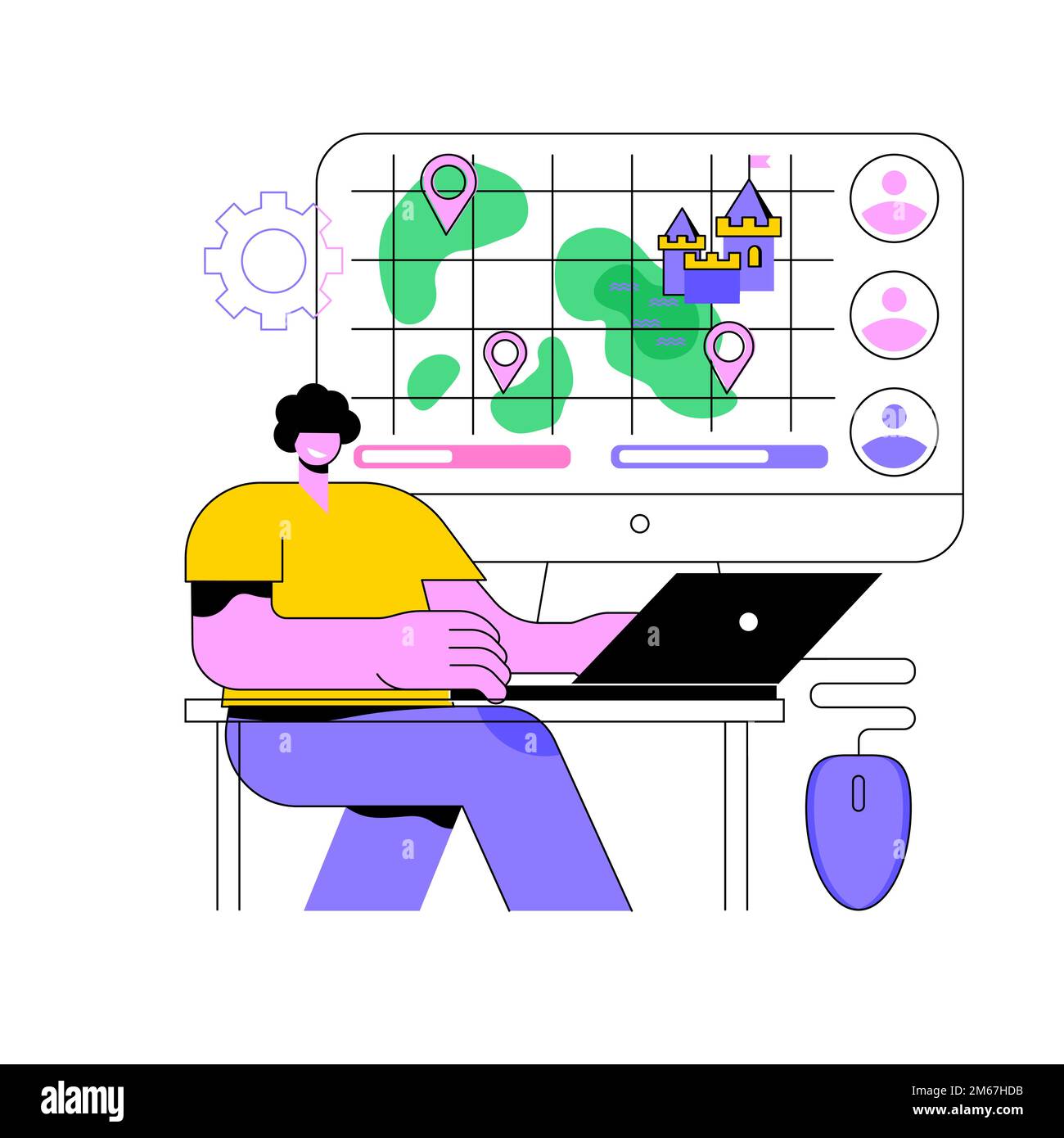 Strategy online games abstract concept vector illustration. Pc games