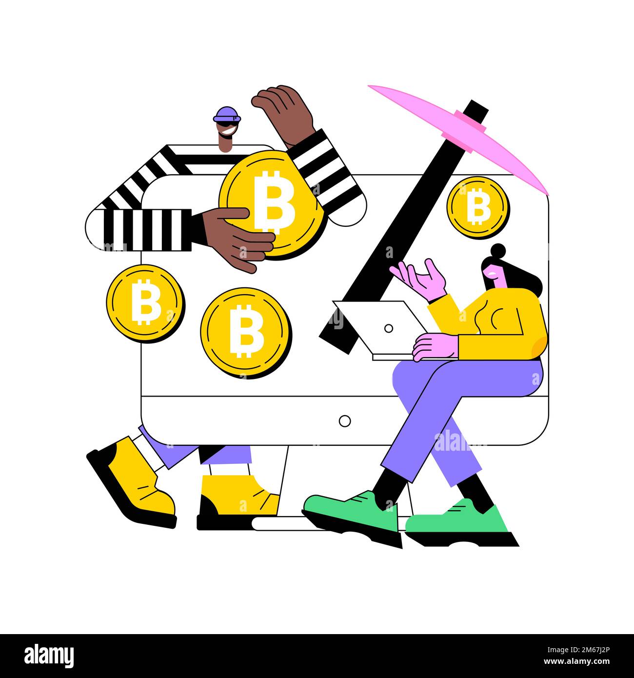 Hidden mining abstract concept vector illustration. Cryptocurrency mining method, miner bot, secret web program, hidden embed script development, secu Stock Vector