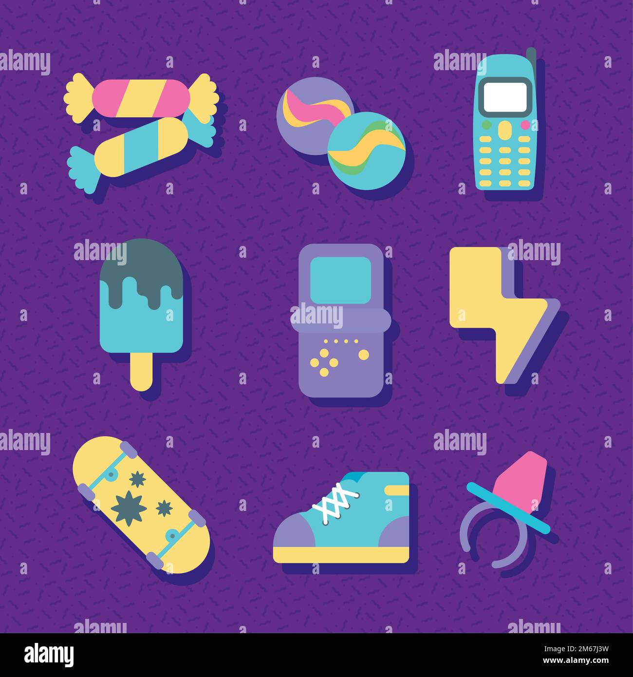 nine-objects-nineties-style-stock-vector-image-art-alamy