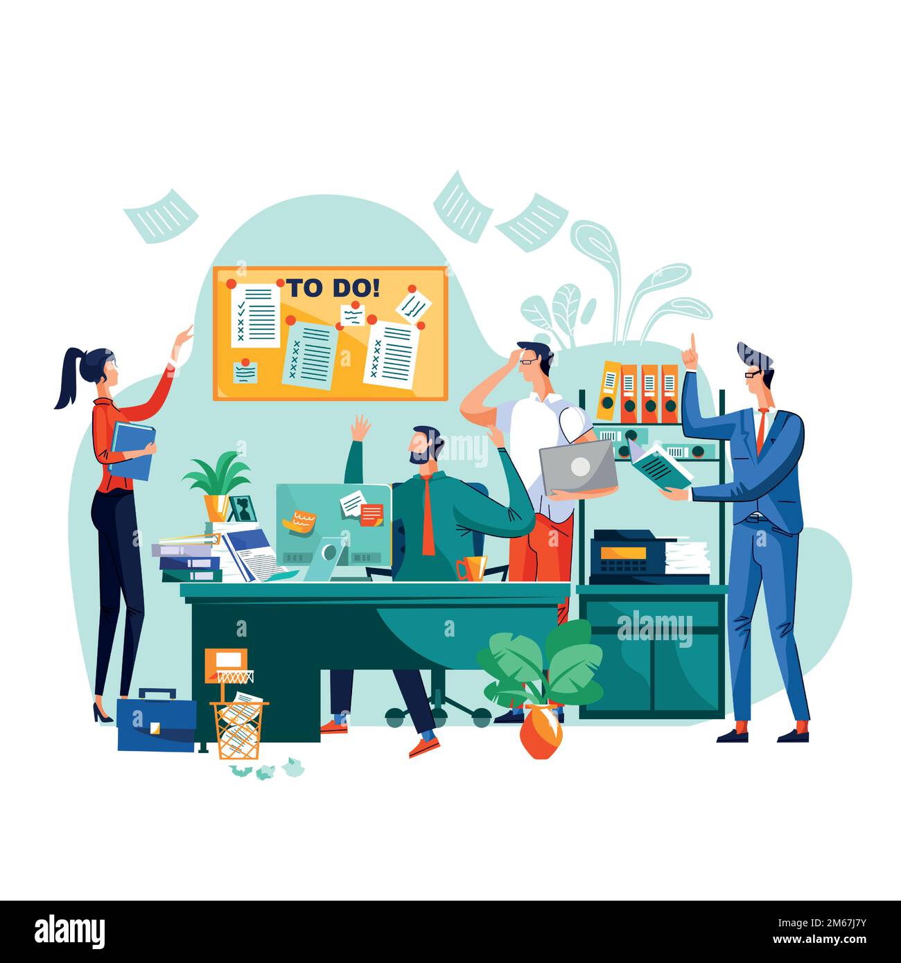 Deadline, teamwork and brainstorm business concept vector. Team of