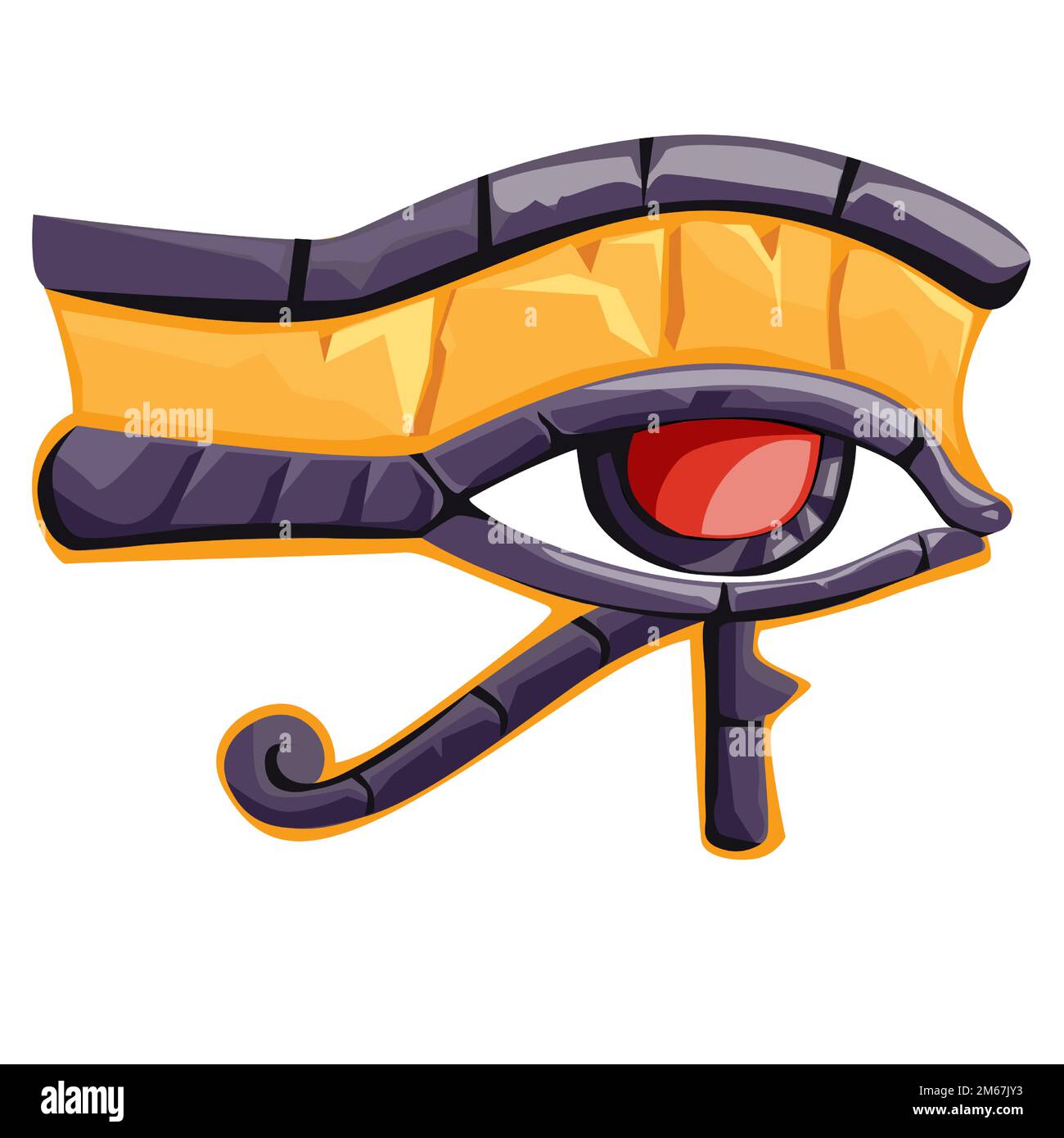 Eye of Horus or Ra or wadjet, ancient Egyptian religious symbol cartoon vector illustration. Falcon eye of sun god, protective amulet symbol of royalty Stock Vector