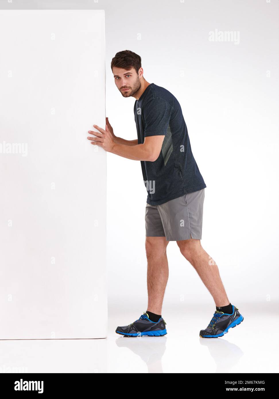 Youve got to move it. Studio shot of a serious young man moving a blank