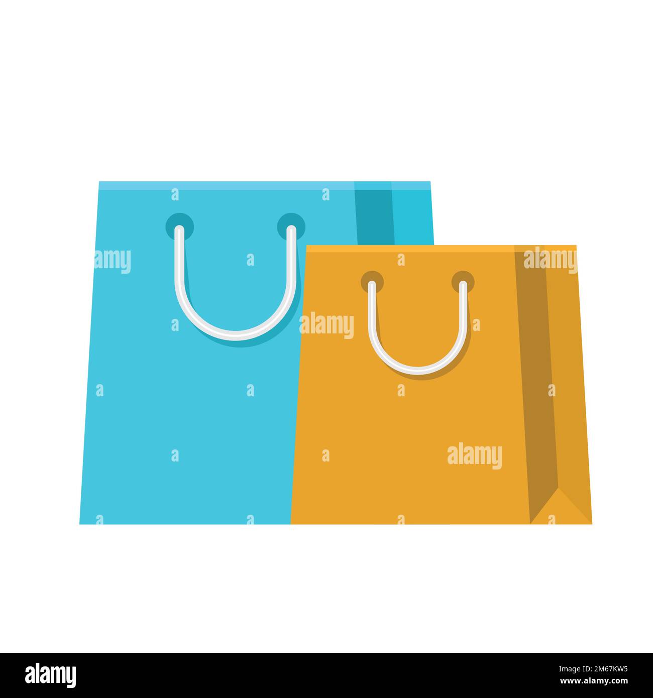 Two shopping bags with solid and flat color. Stock Vector