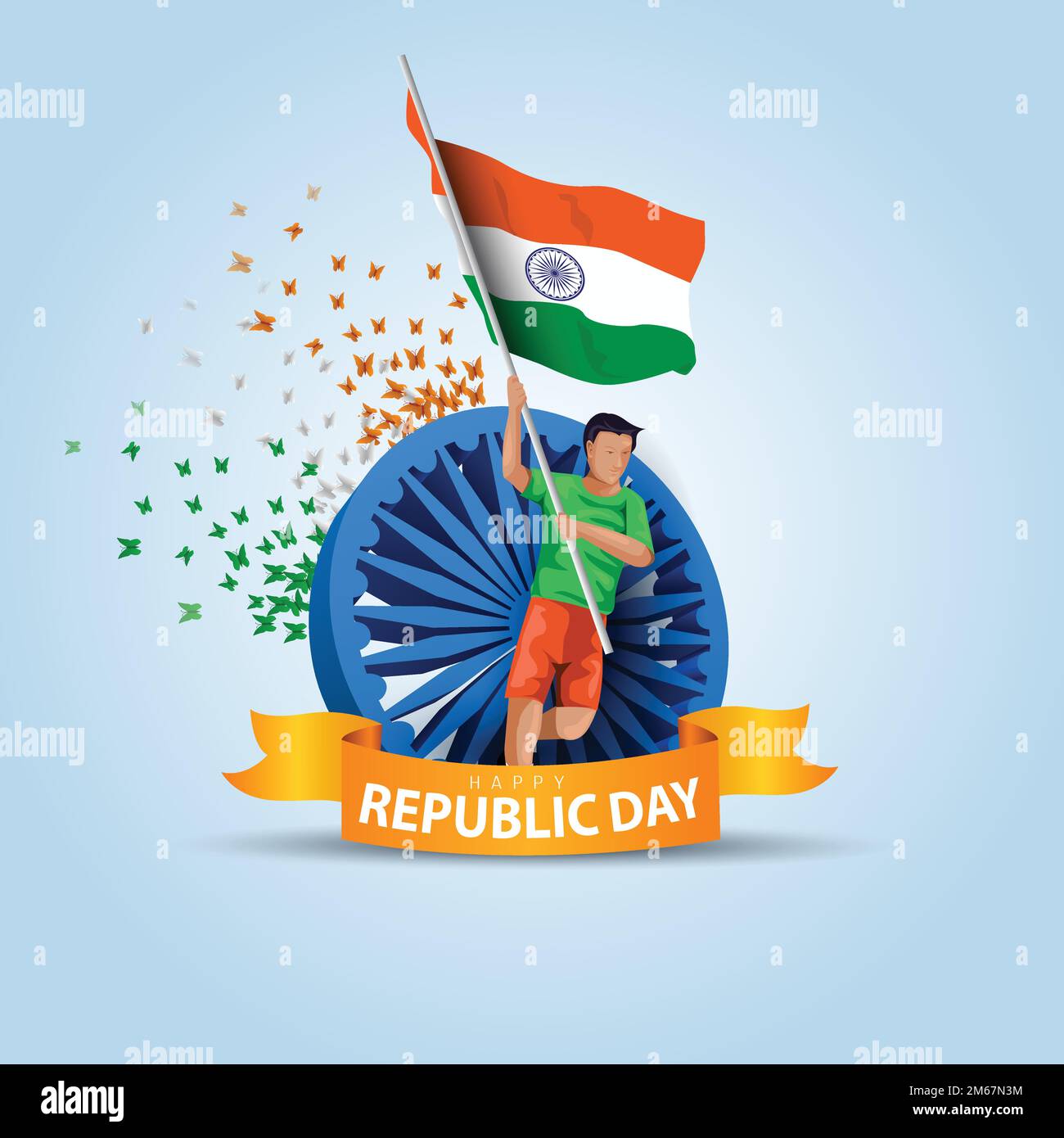 happy republic day India. 3d letter with Indian flag. abstract ...