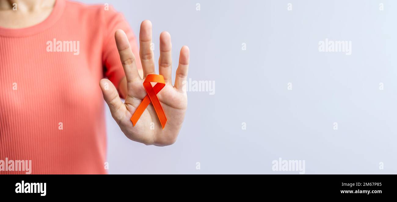 Orange ribbon leukemia awareness multiple sclerosis awareness malnutrition  awareness sign or object illustration Stock Vector Image & Art - Alamy