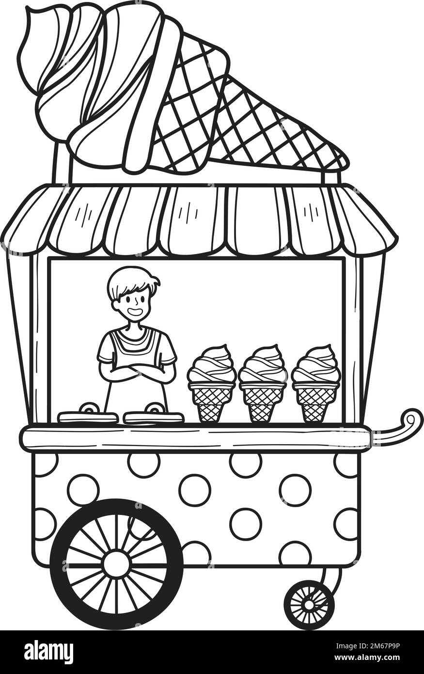 Ice cream red cart Stock Vector by ©viktorijareut 74561411