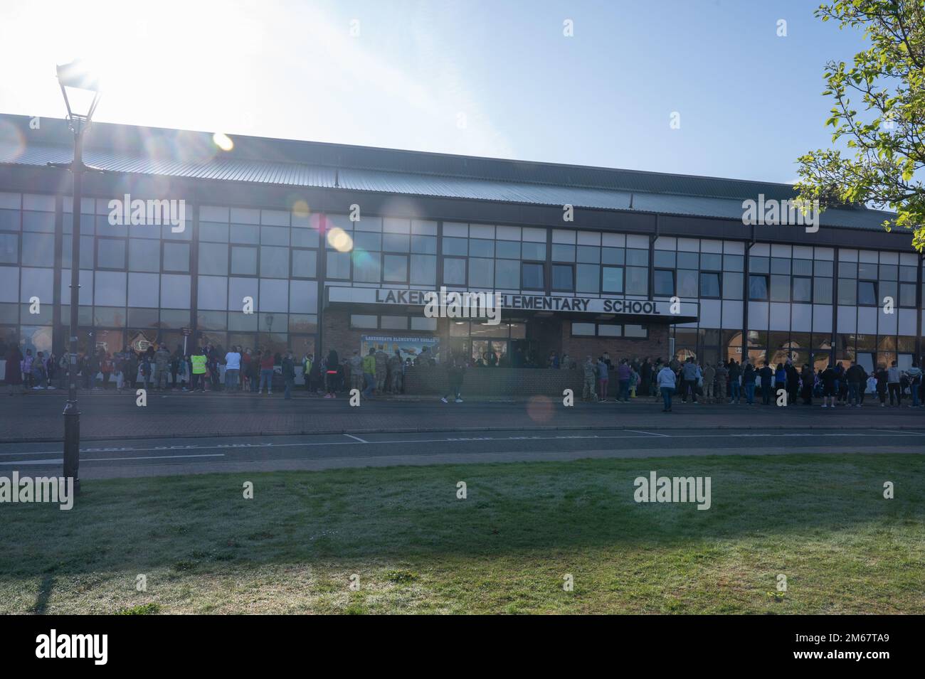 Lakenheath Elementary School hosts a Flood the Walk event where parents