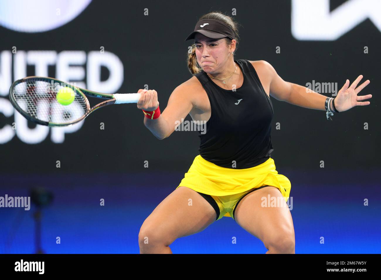 Sydney, Australia. 03rd Jan, 2023. Jessica Bouzas Maneiro of Spain plays a  shot in the Group D match during United Cup at Ken Rosewall Arena, Sydney  Olympic Park Tennis Centre, Sydney, Australia