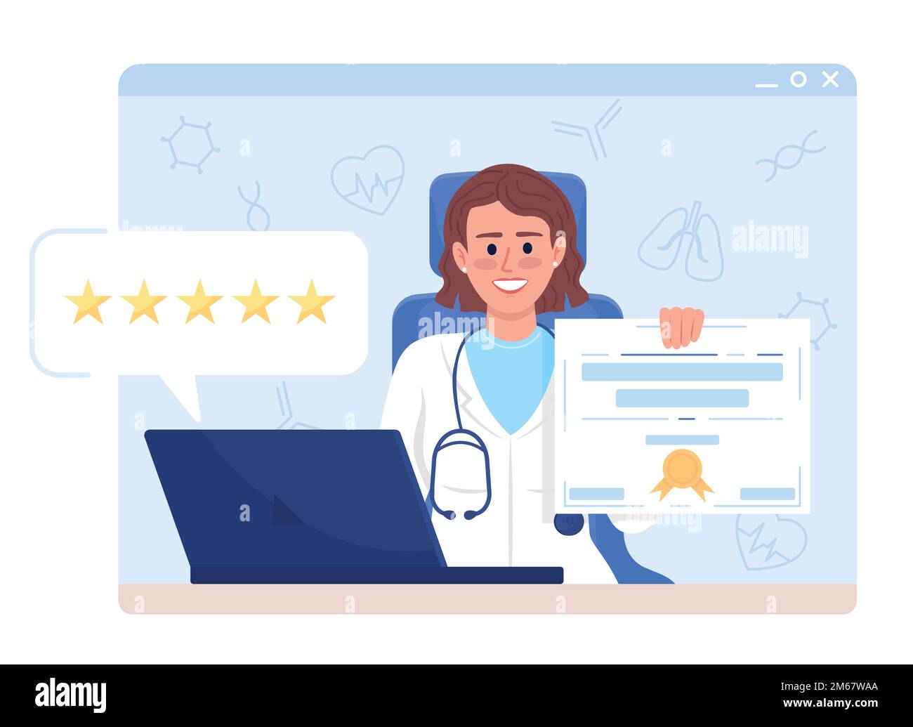 Female doctor reviews flat concept vector illustration Stock Vector Image & Art Alamy