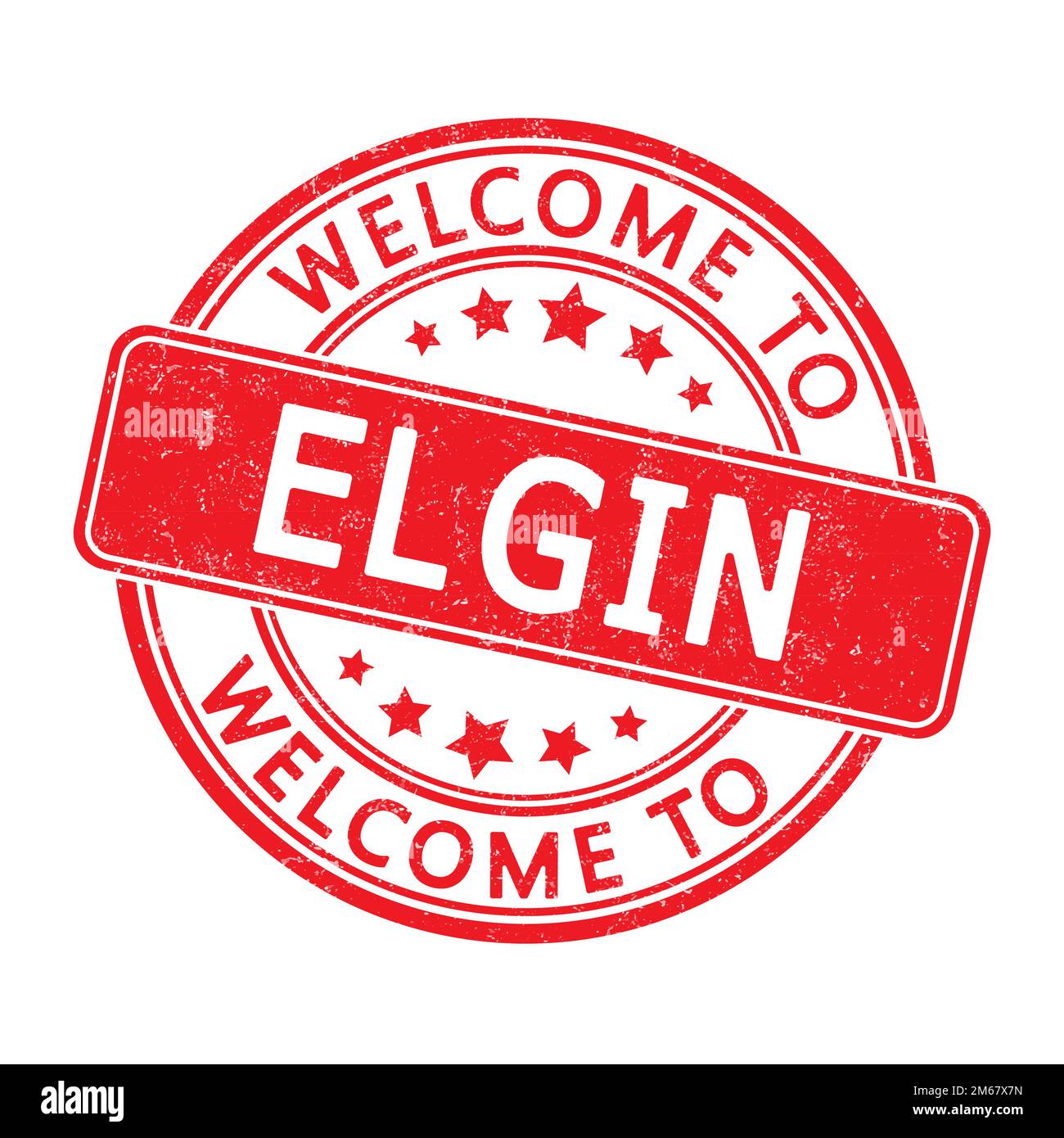 Welcome to ELGIN. Impression of a round stamp with a scuff. Flat style Stock Vector