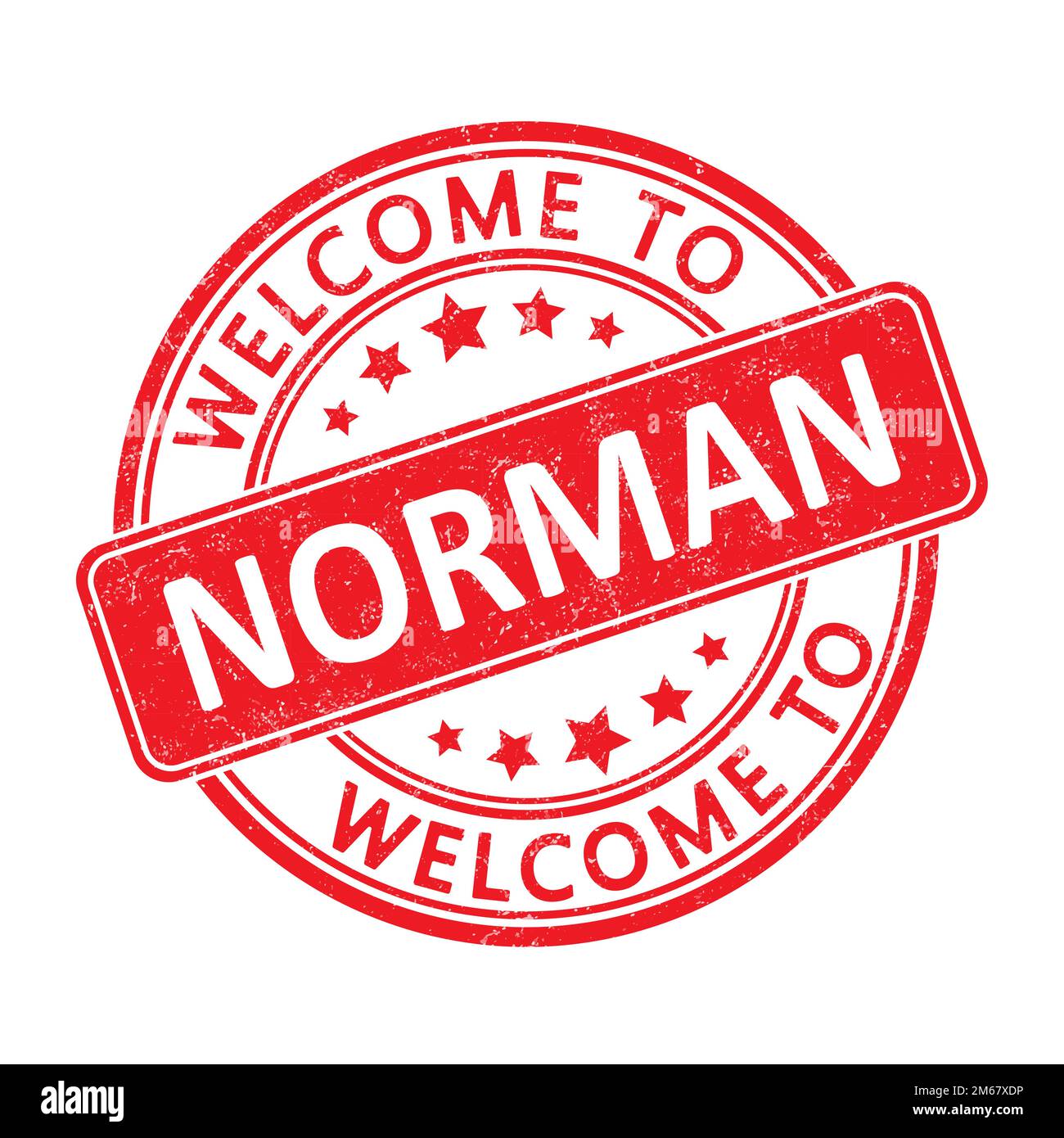 Welcome to NORMAN. Impression of a round stamp with a scuff. Flat style Stock Vector