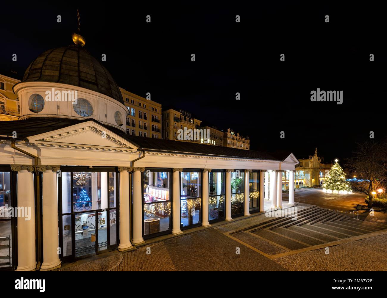 Pavilion of Cross Spring on the main colonnade in the small west bohemian spa town Marianske Lazne (Marienbad) - Stock Image