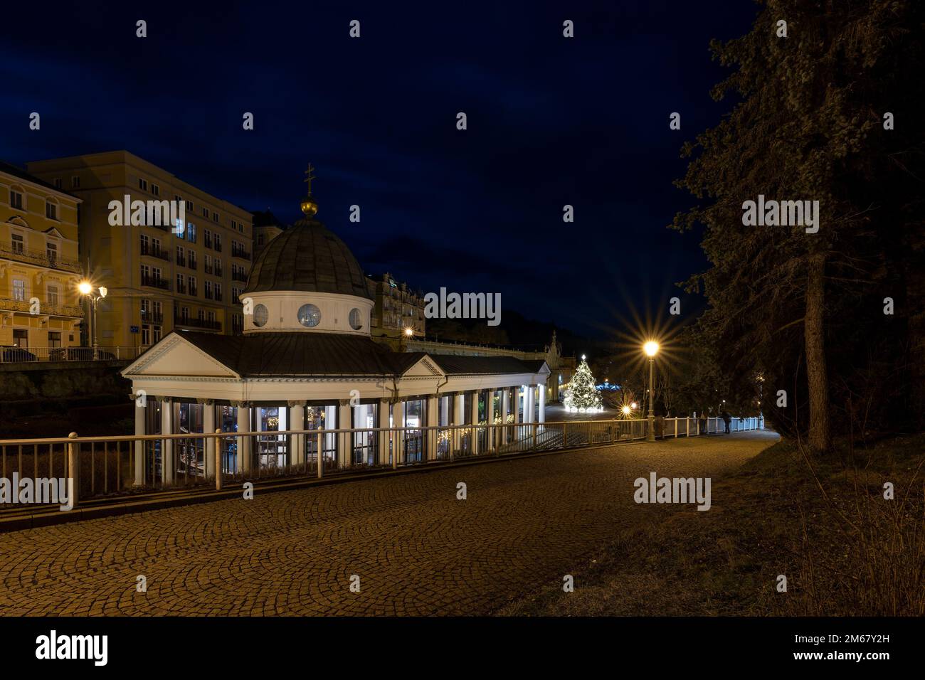 Pavilion of Cross Spring on the main colonnade in the small west bohemian spa town Marianske Lazne (Marienbad) - Stock Image