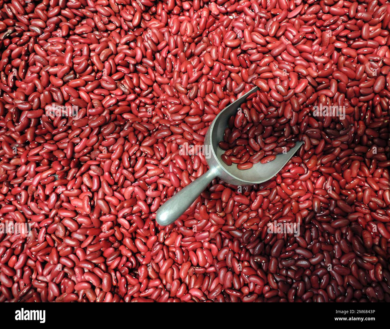 Heap Of Red Beans With Measuring Metal Scoop For Bulk Goods Closeup Stock Photo Stock Photo