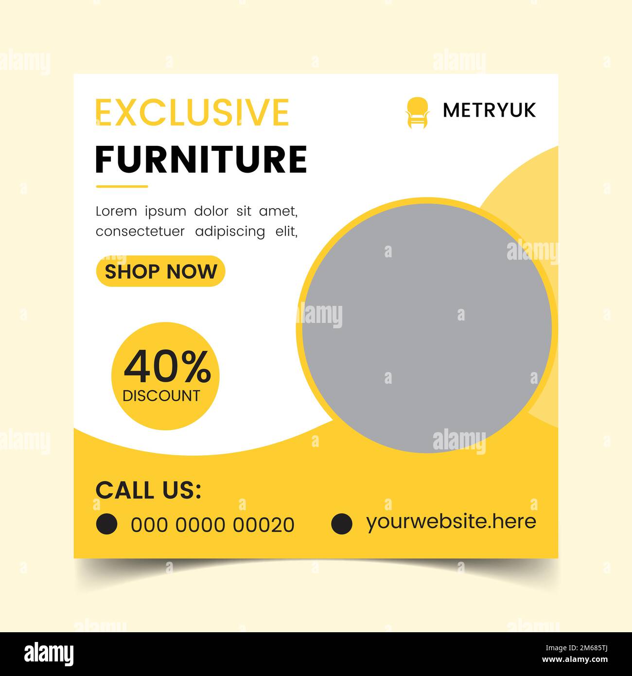 Furniture social media post template. Stock Vector