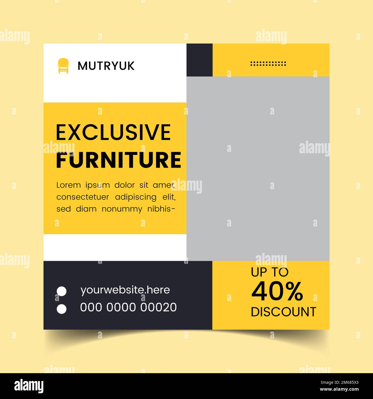 Furniture social media post template. Stock Vector