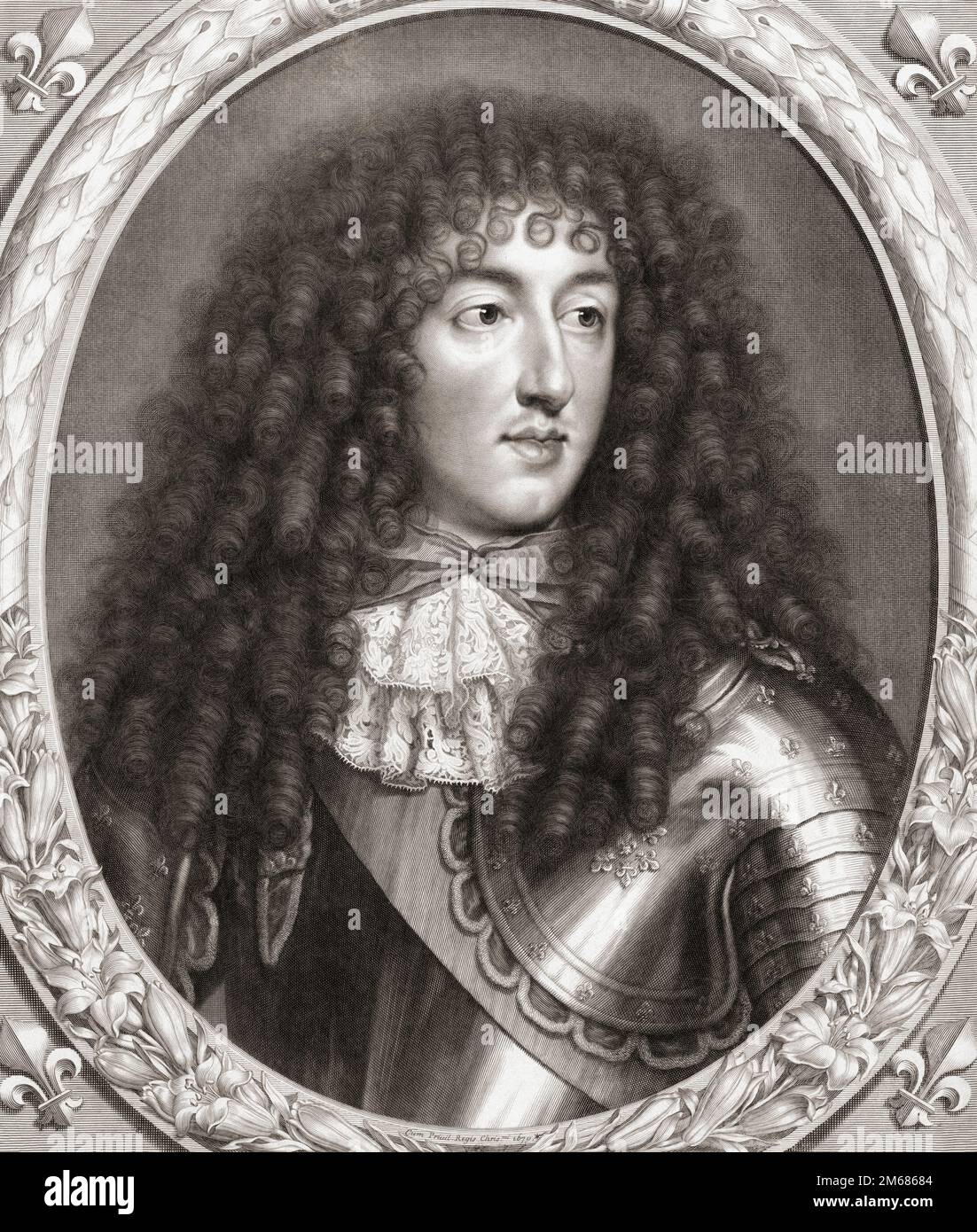 Monsieur Philippe I, Duke of Orléans, 1640 – 1701.  Youngest son of French King Louis XIII.  From a print by Pieter van Schuppen after the painting by Charles Le Brun. Stock Photo