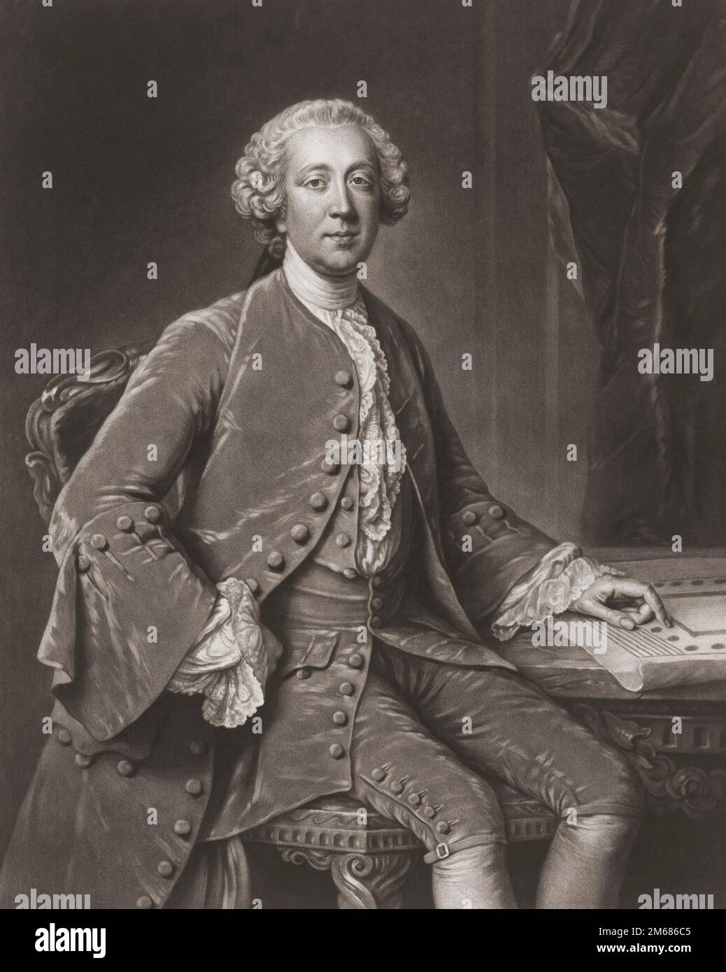 Richard Grenville-Temple, 2nd Earl Temple, 1711 - 1779. British politician.  From a print by Richard Houston after the painting by William Hoare. Stock Photo