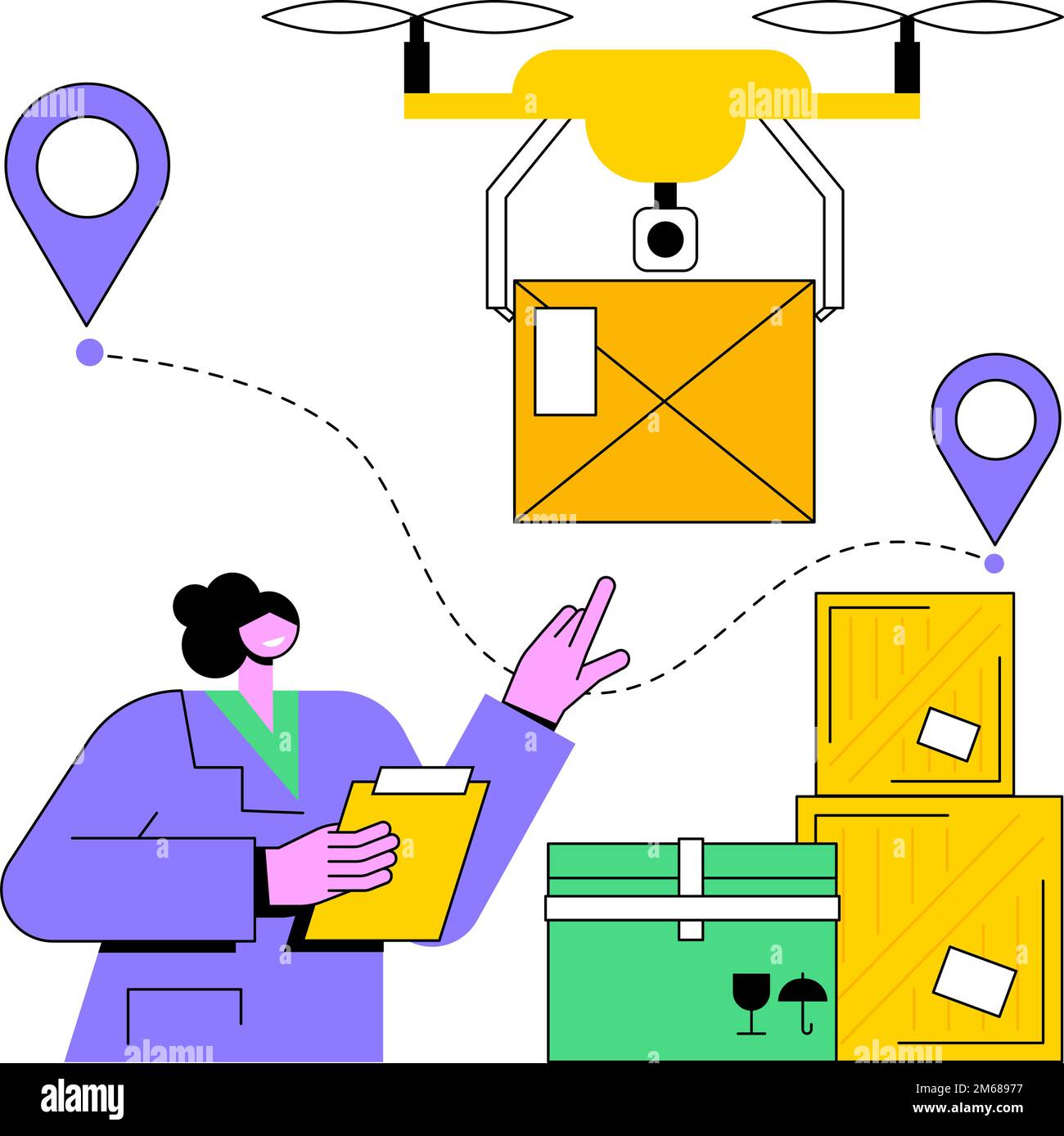 Drone delivery abstract concept vector illustration. Drone commercial