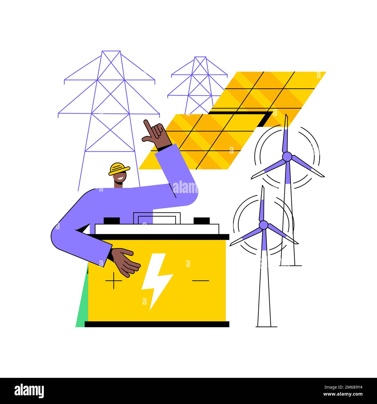 Energy storage abstract concept vector illustration. Energy collection methods, electrical power