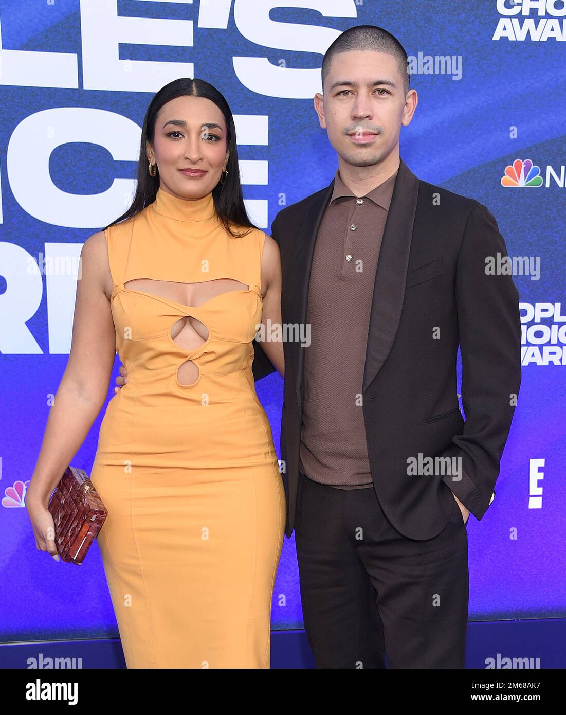 Noel Miller and Aleena Miller arriving to the People’s Choice Awards 2022 at Barker Hanger on 