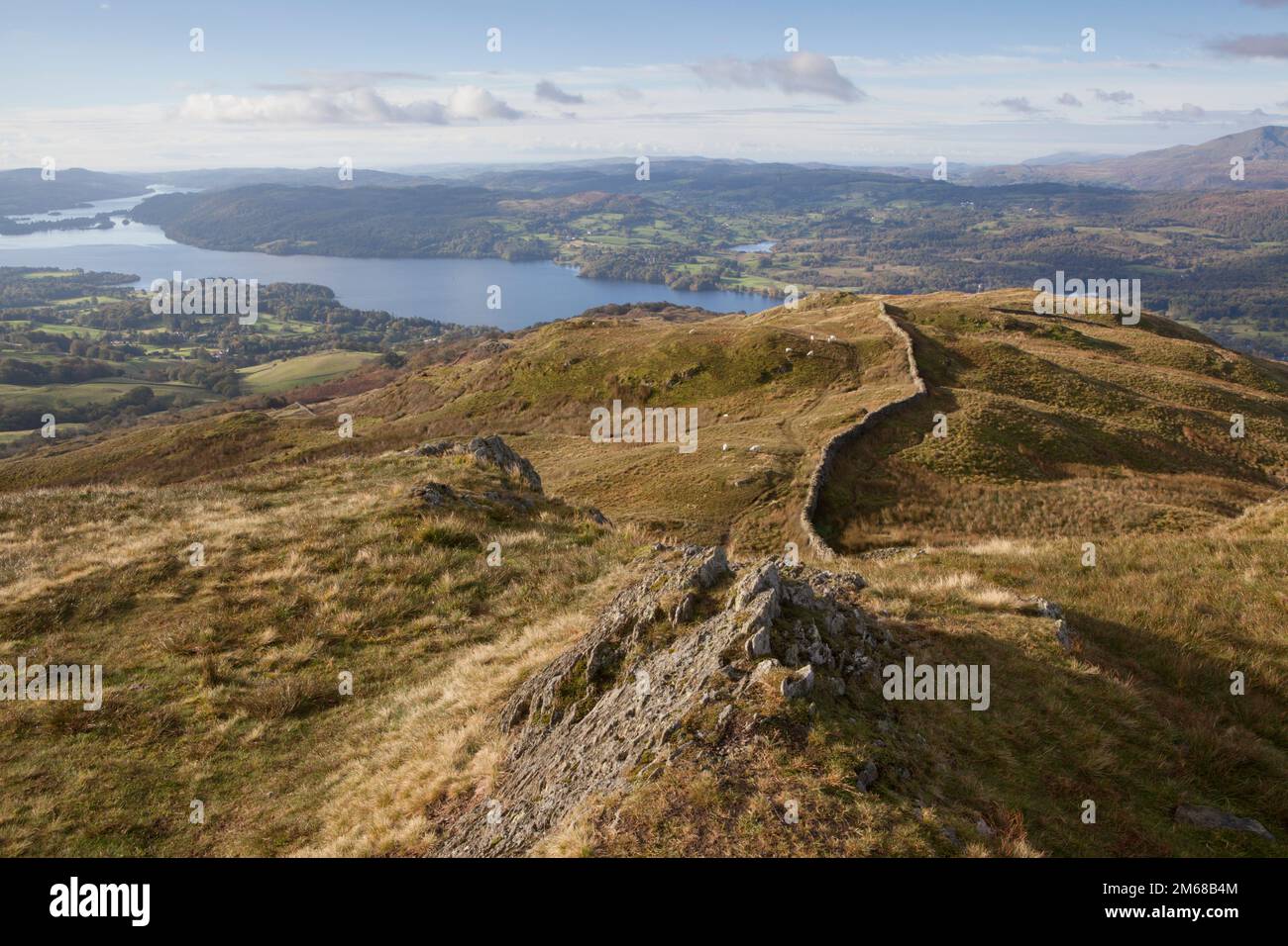 Windermere from the summit of Wansfell Pike, in the Lake District Stock Photo