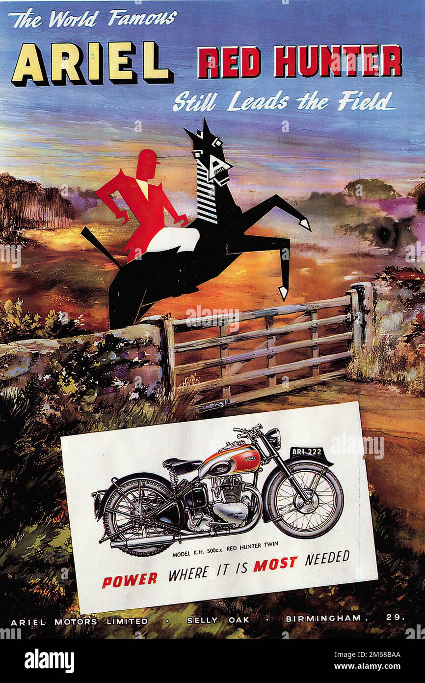Ariel Red Hunter  - Vintage Motorcycle Advertising Stock Photo