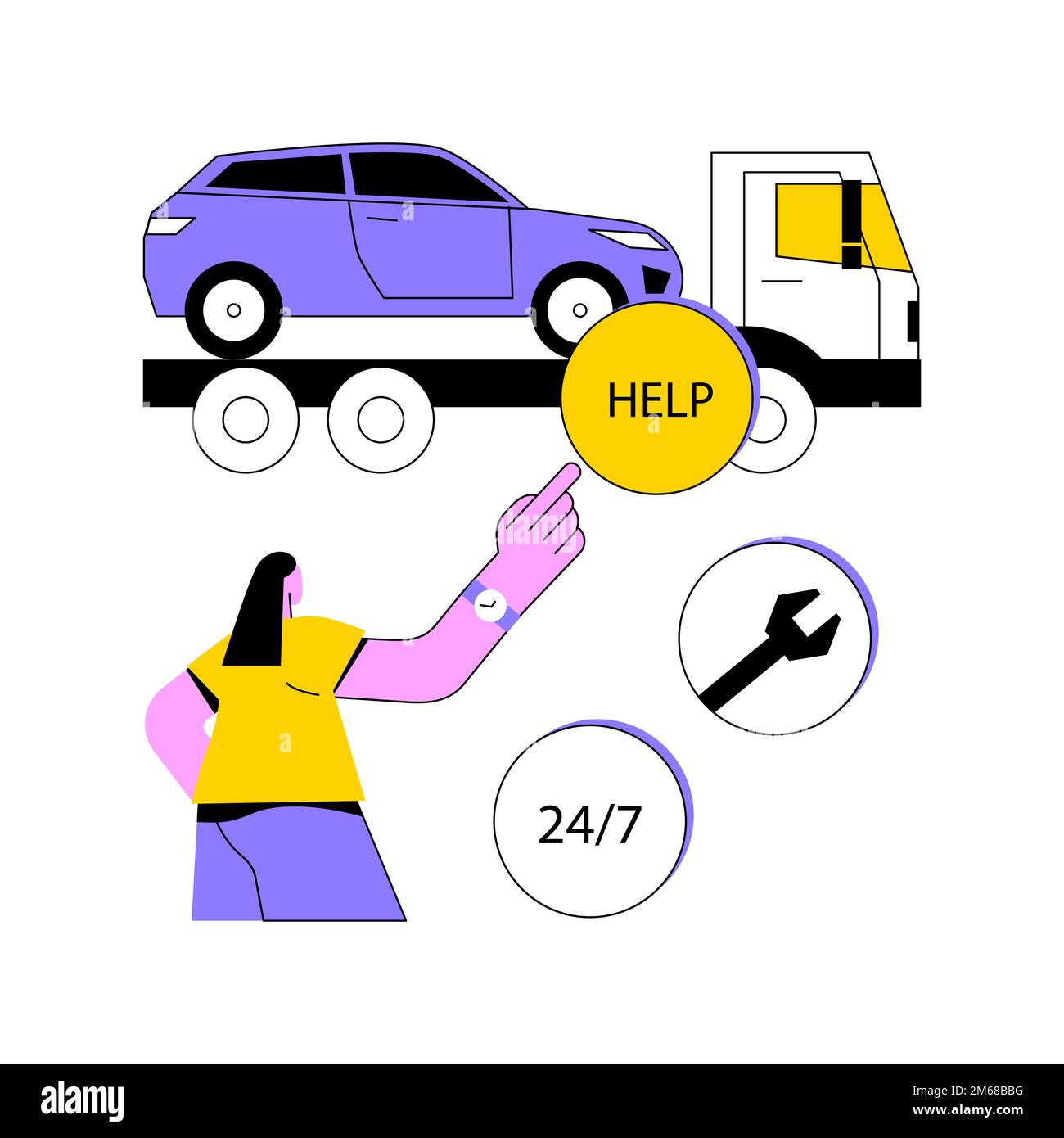 Roadside assistance abstract concept vector illustration. Roadside car