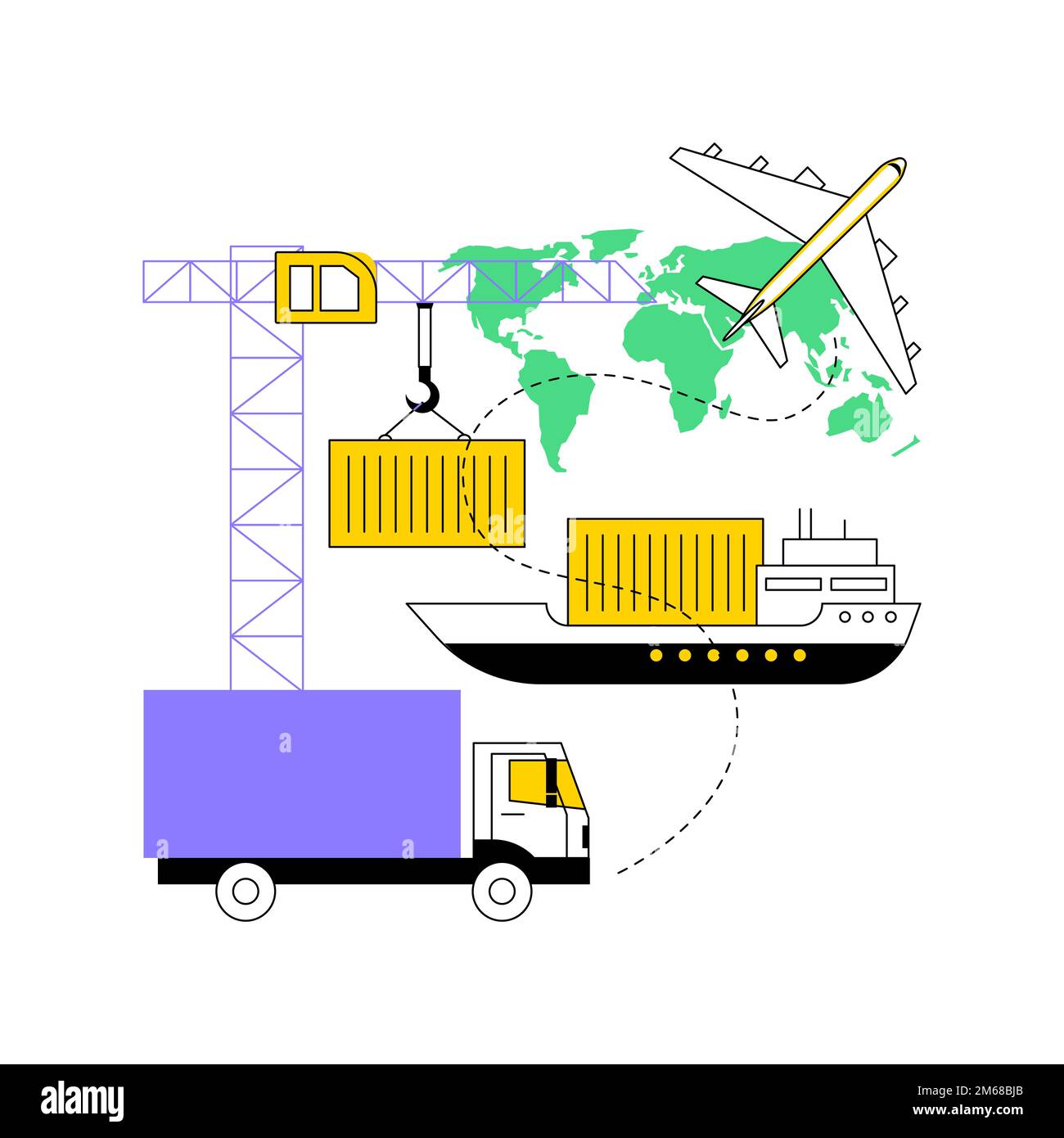 Combined transport abstract concept vector illustration. Intermodal multimodal transport, goods