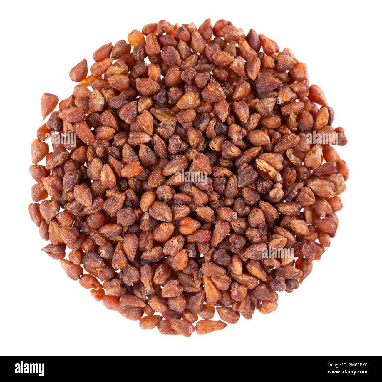 Buckwheat tea isolated on white background. Whole roasted buckwheat