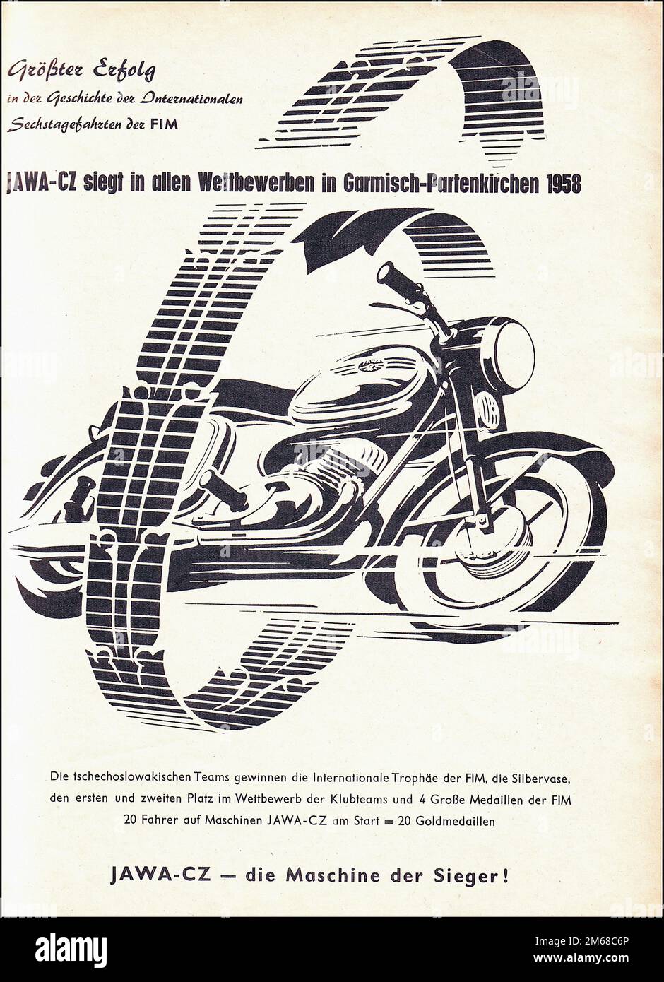 JawaCZ, Magazine Ad Anzeige, AMS 1958 Vintage Motorcycle Advertising