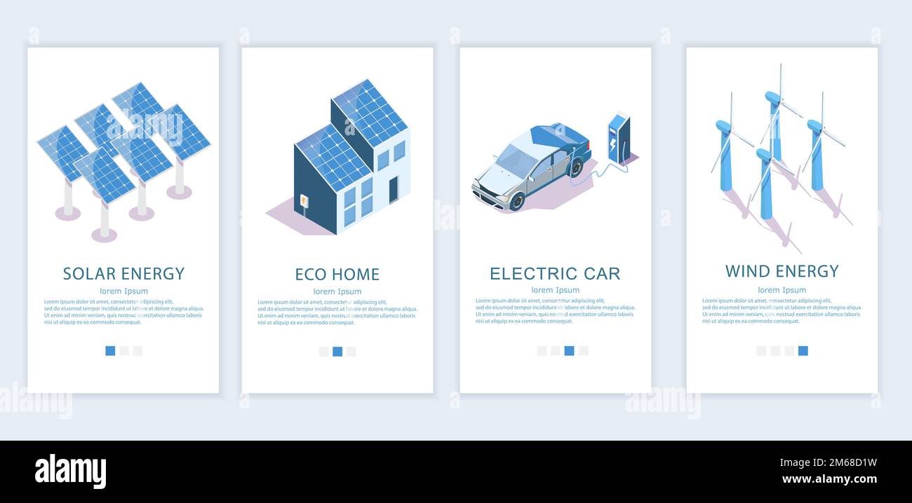 Alternative energy vector website and mobile app template set Stock Vector