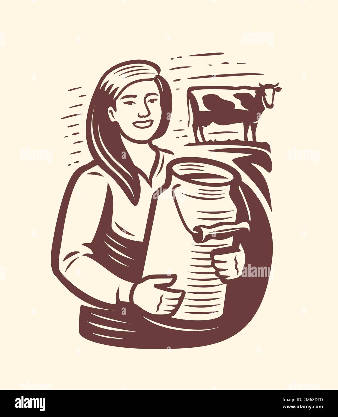 Vintage woman meadow Stock Vector Images - Alamy