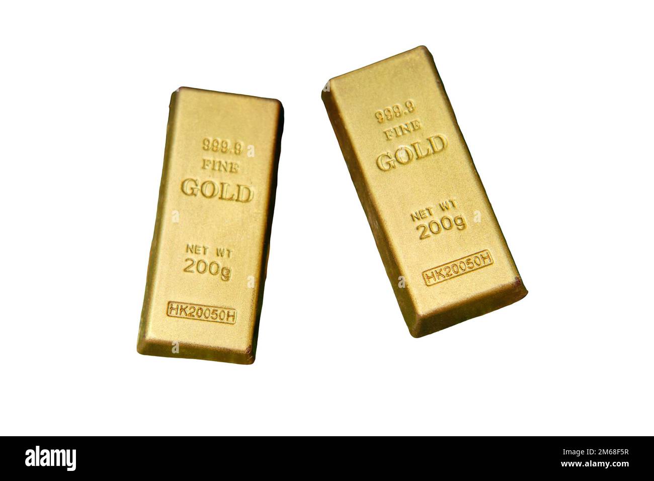 Two gold bars, isolated on a white background Stock Photo