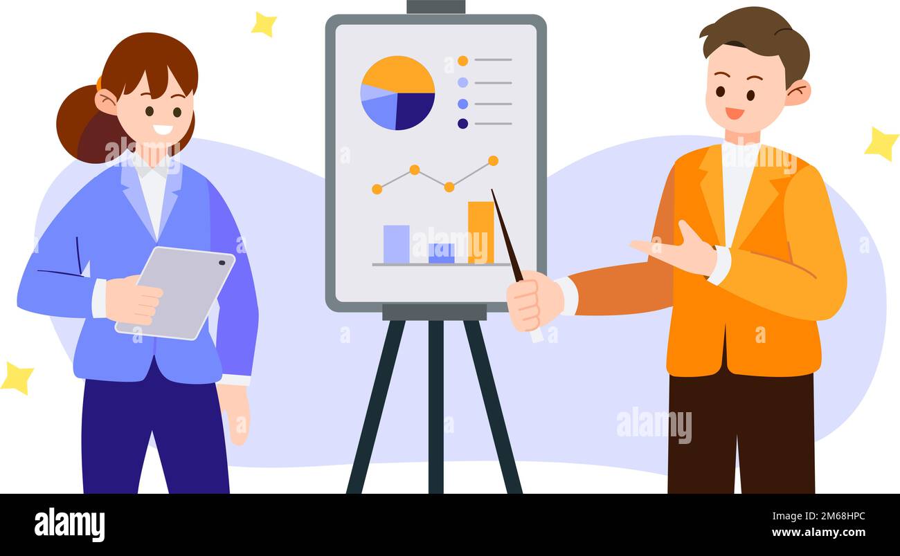 Woman presenting results work Stock Vector Images - Alamy