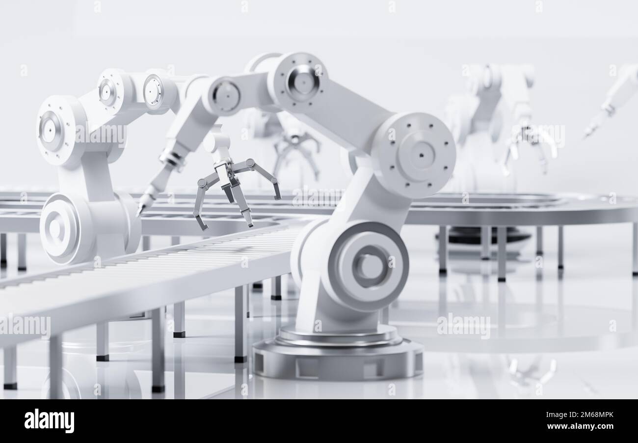 Mechanical arms apply to assembly line, Mechanical operation, 3d