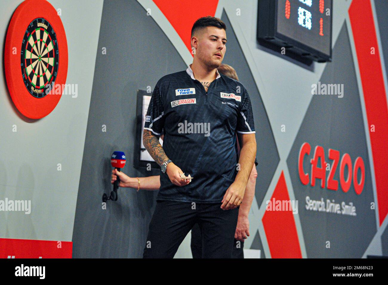 LONDON, UNITED KINGDOM - DECEMBER 21: Ryan Meikle of England reacts during Day Six of the Cazoo World Darts Championship at Alexandra Palace on December 20, 2022 in London, United Kingdom. (Photo by Pieter Verbeek/BSR Agency) Stock Photo