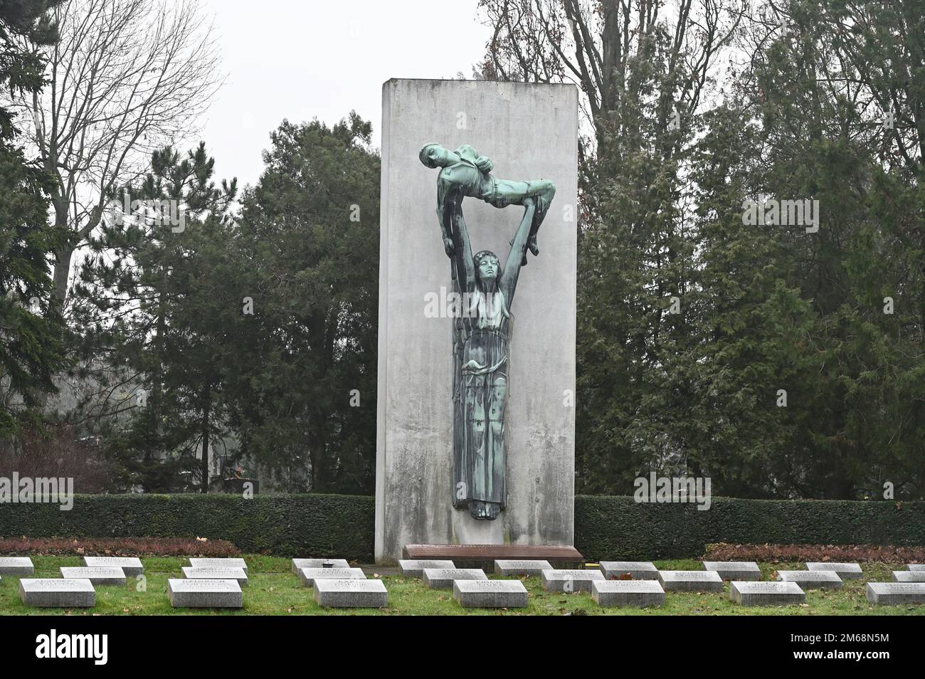 Vienna, Austria. Vienna Central Cemetery. Memorial to the victims on the part of the executive in 1934 at the central cemetery in Vienna Stock Photo