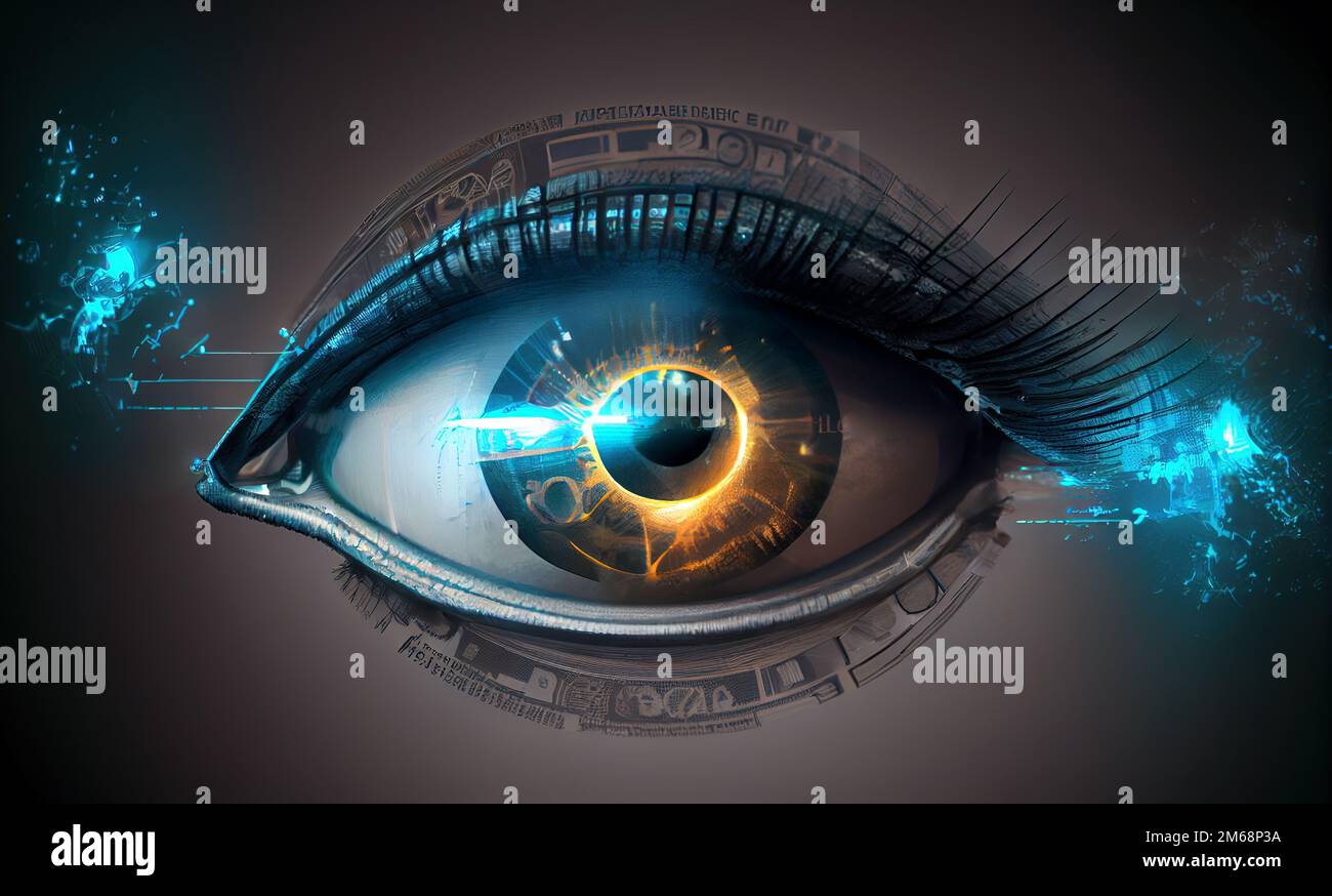 Cybernetic eye, wearable technology concept Stock Photo