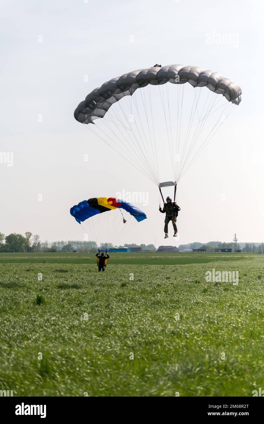 Belgian Paratroopers perform sustainment training freefall jumps under ...