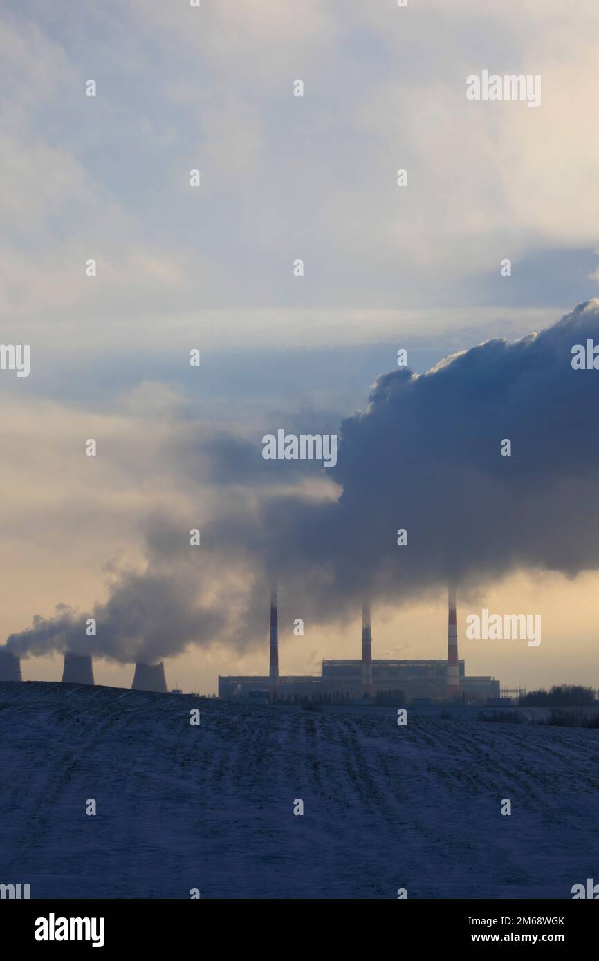 Smoke from a chimney at a thermal power plant Stock Photo - Alamy